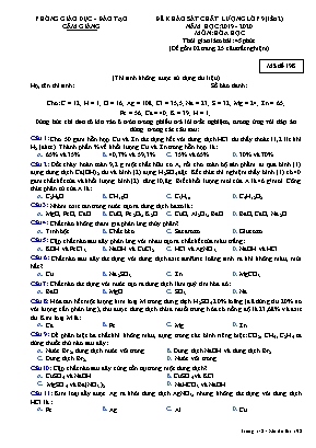 Đề khảo sát chất lượng Lớp 9 (Lần 2) môn Hóa học - Mã đề 198 - Năm học 2019-2020 - Phòng giáo dục và đào tạo Cẩm Giàng